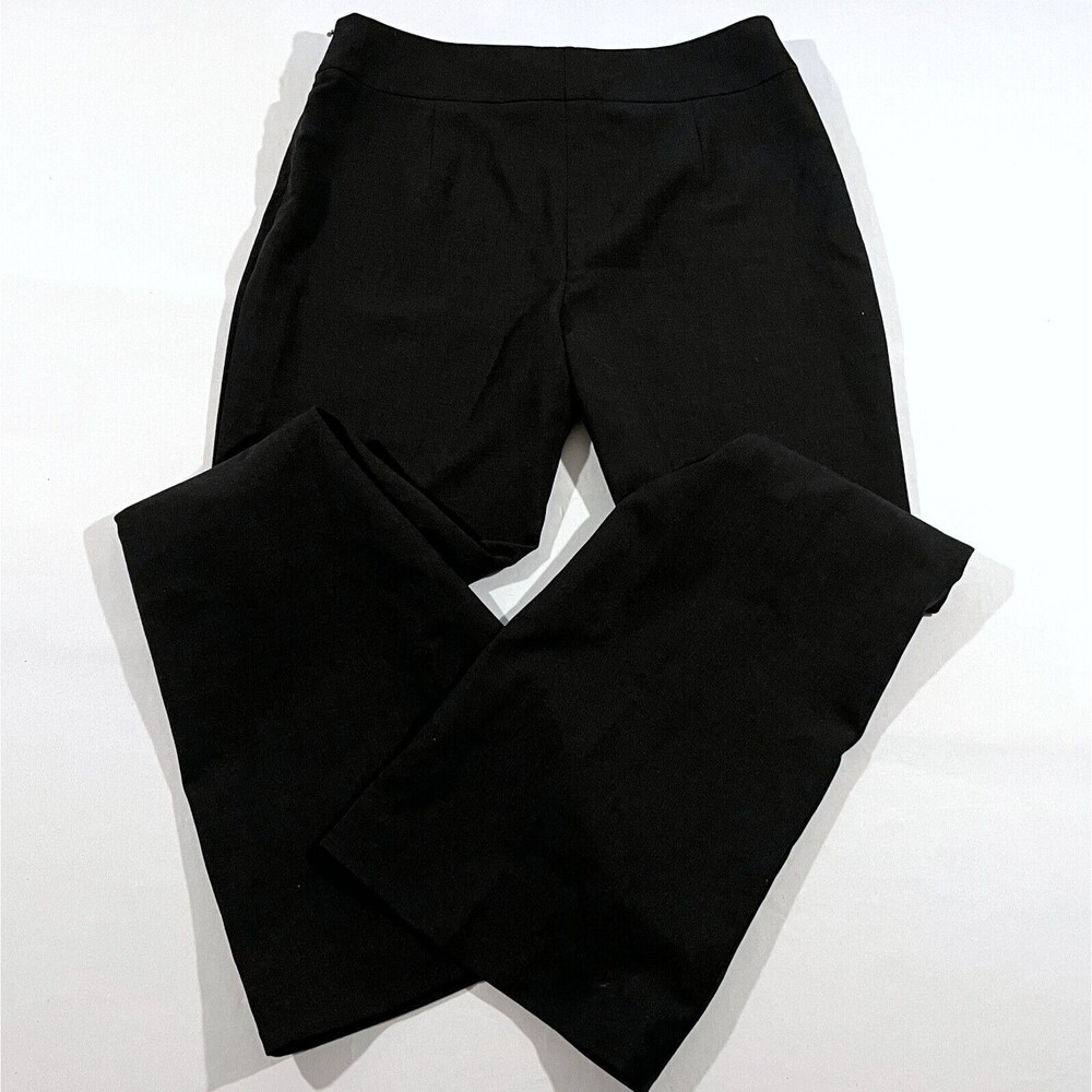 Akris Pants Womens US Sz 12 Black Wool Dress Trousers Career Wide Leg - Picture 9 of 10